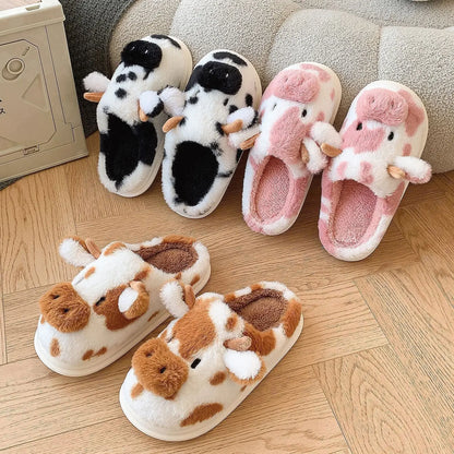 PurrMoo™ Plush Slippers – Adorable Cow & Cat Slippers Made for Cosy Days