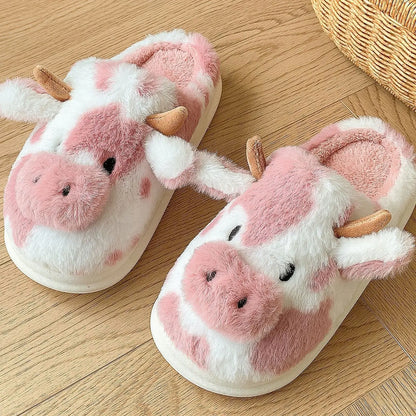 PurrMoo™ Plush Slippers – Adorable Cow & Cat Slippers Made for Cosy Days