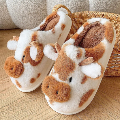 PurrMoo™ Plush Slippers – Adorable Cow & Cat Slippers Made for Cosy Days